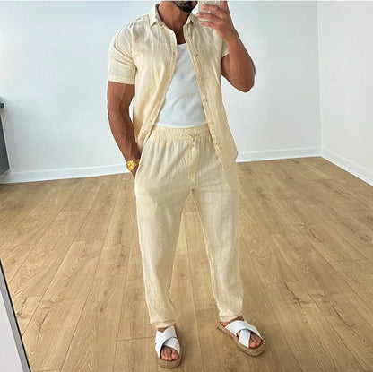 MEN'S SHORT SLEEVE SHIRT AND TROUSERS 2PCS SET