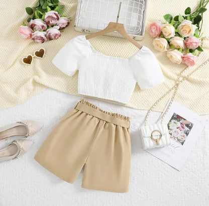 GIRL'S BOAT NECk TOP 2PCS SET