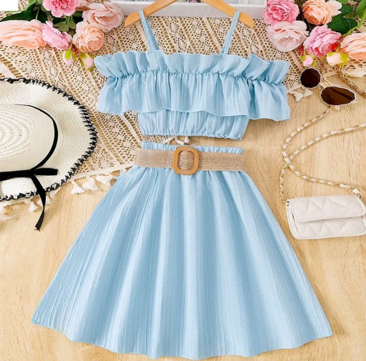 GIRL'S OFF SHOULDER TOP AND SKIRT 2PCS SET