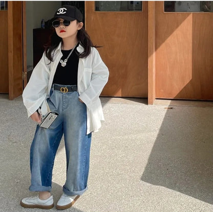 GIRL'S FASHION LOOSE DENIM PANTS