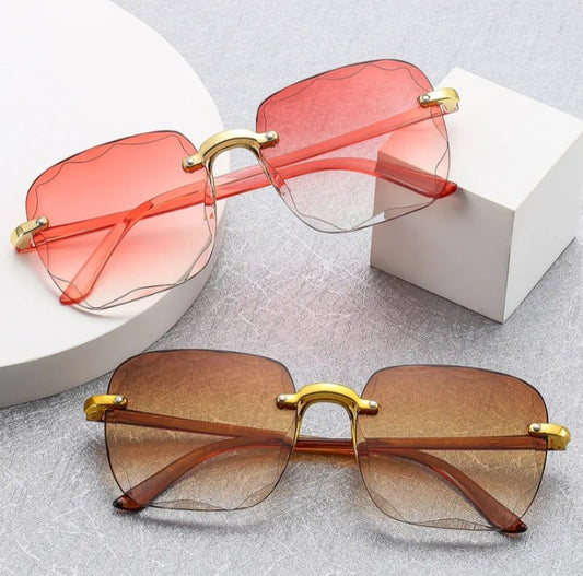 LADIES RIMLESS SQUARE FRAME SUNGLASSES