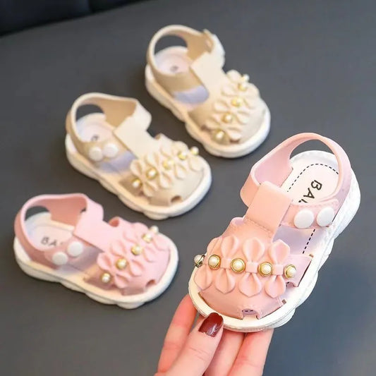 GIRL'S PEARL FLOWER SOFT BOTTOM SANDAL SHOES