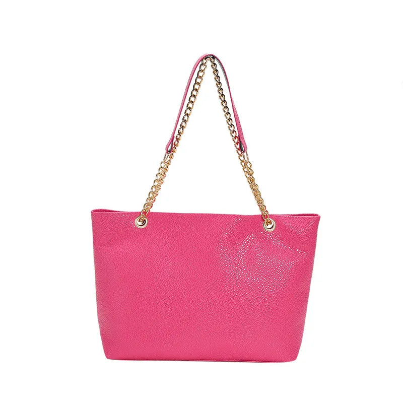 WOMEN' FASHIONABLE LARGE CAPACITY PU CHAIN BAG