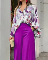 LADIES LONG SLEEVE BLOUSE AND PANTS 2PCS SETS