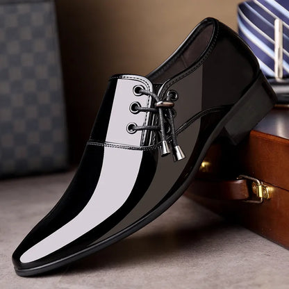 MEN'S POINTED TOE PATENT LEATHER BRIGHT PU LEATHER SHOES