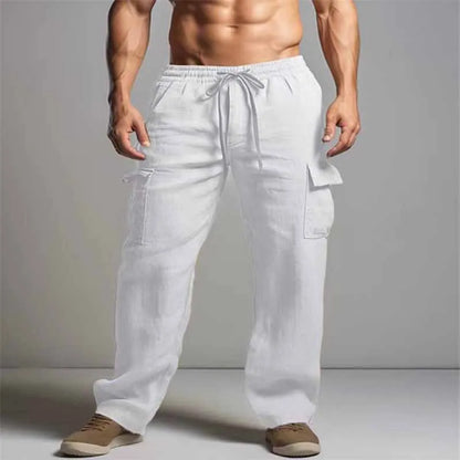MEN'S PLUS SIZE LINEN CARGO PANTS