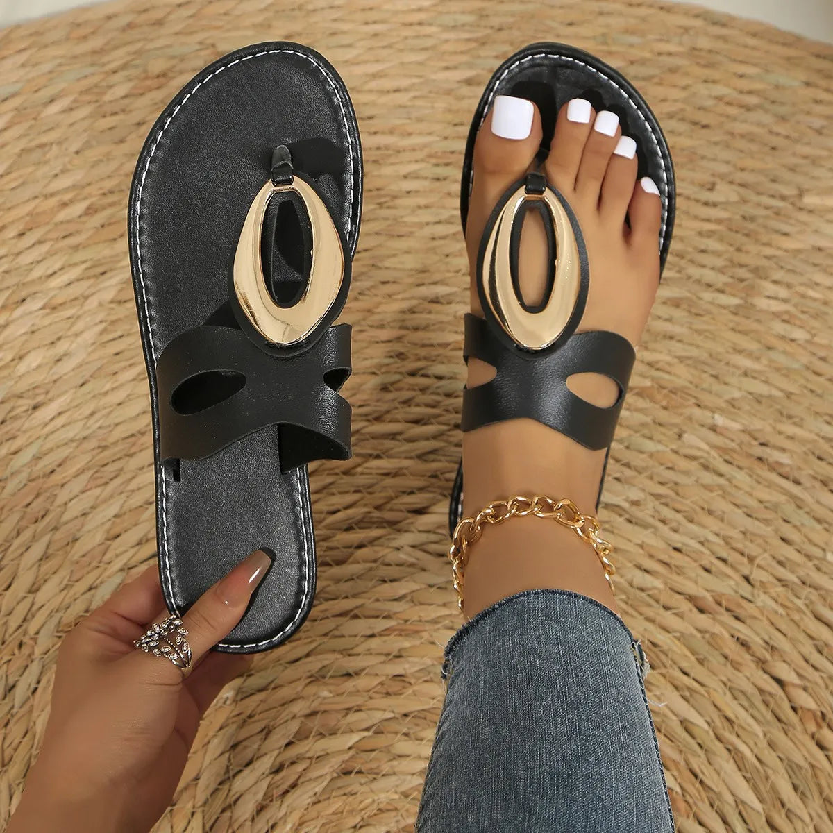 LADIES PLUS SIZE FASHION FLAT SLIPPERS