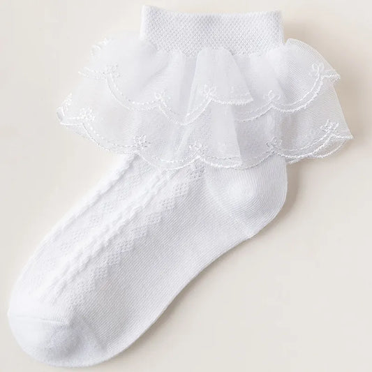 GIRL'S CUTE SOLID LACE SOCKS