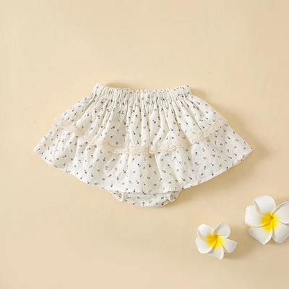 BABY GIRL'S FLORAL RUFFLED SKIRTS WITH LACE