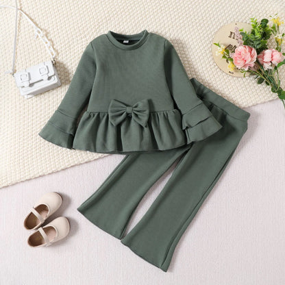 GIRL'S LONG SLEEVE BOW SET