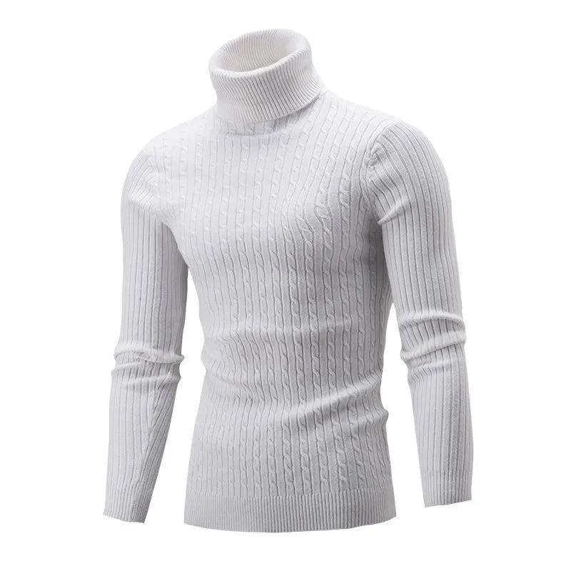 MEN'S HIGH COLLAR LONG SLEEVE KNITTED SWEATER