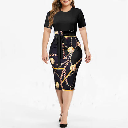 LADIES SUMMER SHORT SLEEVES HIGH WAIST BODYCON DRESS