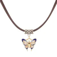 LADIES ROPE BUTTERFLY PENDANT NECKLACE