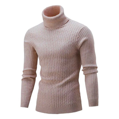 MEN'S HIGH COLLAR LONG SLEEVE KNITTED SWEATER