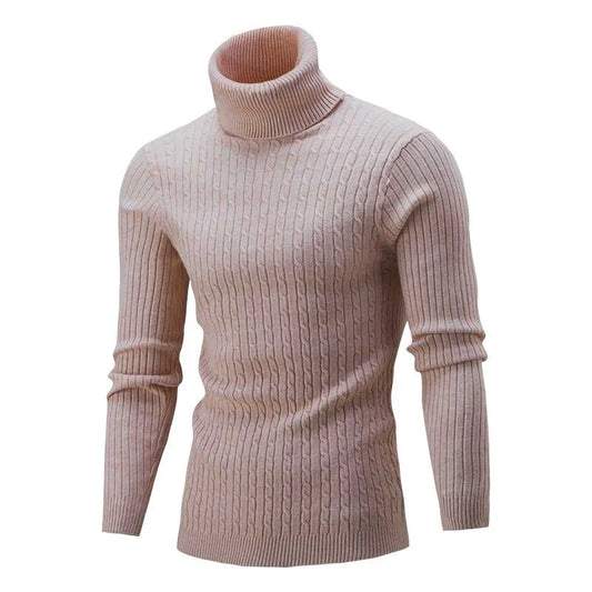 MEN'S HIGH COLLAR LONG SLEEVE KNITTED SWEATER