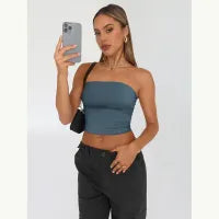 LADIES  FASHION SLIM-FIT TUBE CROP TOP