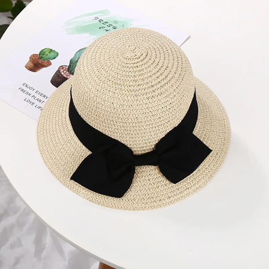 GIRLS BOW DESIGN STRAW HAT