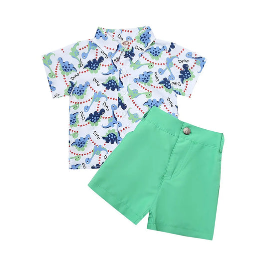 BOY'S CASUAL LAPEL SHORT-SLEEVE 2PCS SET