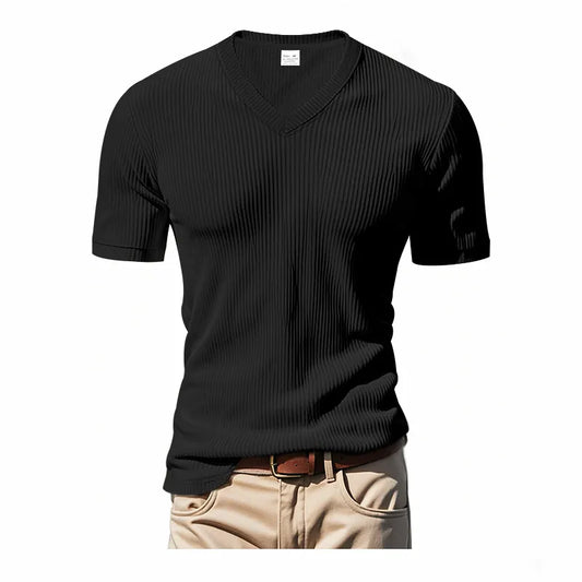 MEN'S CORDUROY V-NECK SHORT- SLEEVE  T-SHIRT
