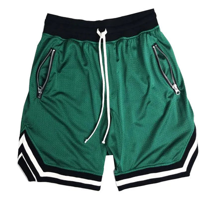MEN'S POCKET ZIPPER LOOSE MESH SHORTS