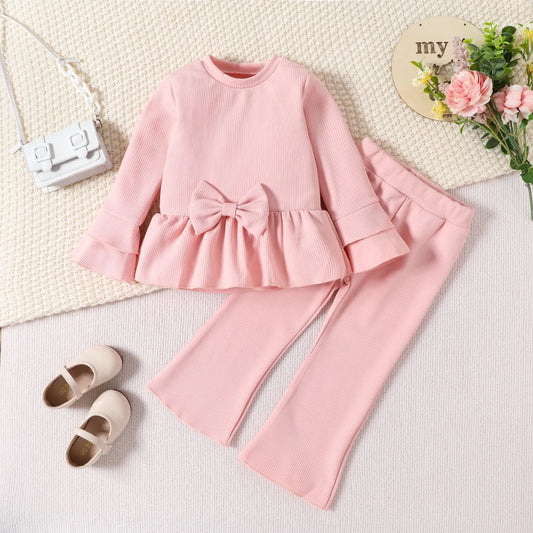 GIRL'S LONG SLEEVE BOW SET