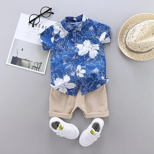BOY'S FLORAL PRINTED 2PCS SET