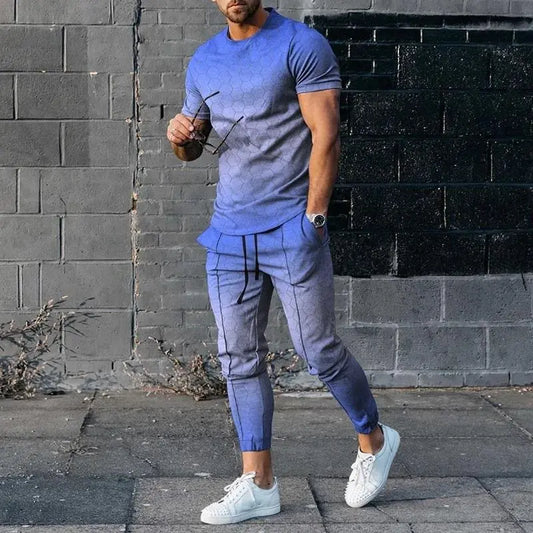 MEN'S SHORT SLEEVE T-SHIRT AND PANTS 2PCS SET