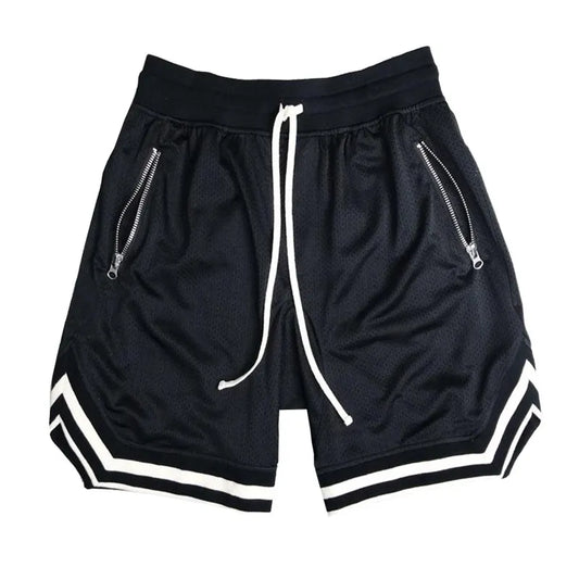 MEN'S POCKET ZIPPER LOOSE MESH SHORTS