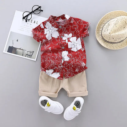 BOY'S FLORAL PRINTED 2PCS SET
