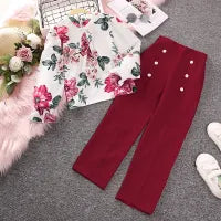 GIRL'S LONG SLEEVE TOP AND PANTS 2PCS SET