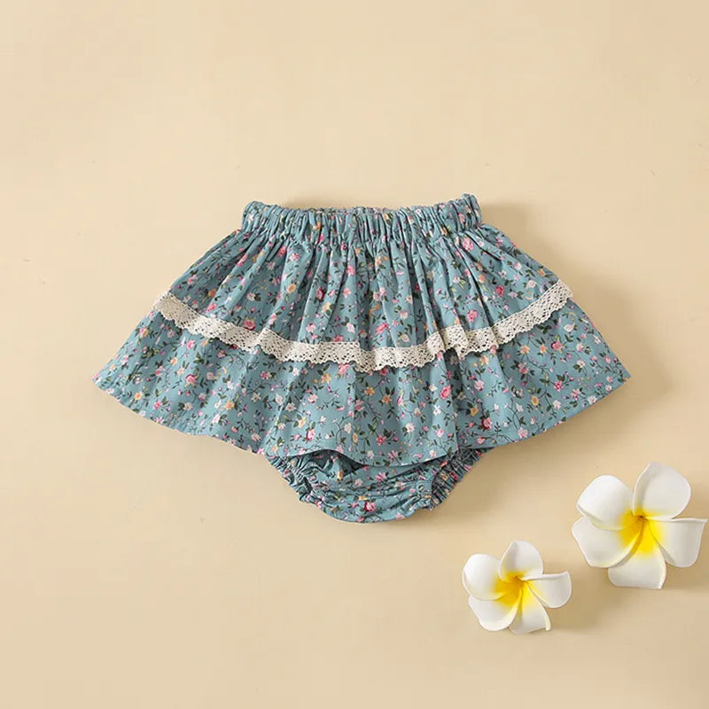 BABY GIRL'S FLORAL RUFFLED SKIRTS WITH LACE