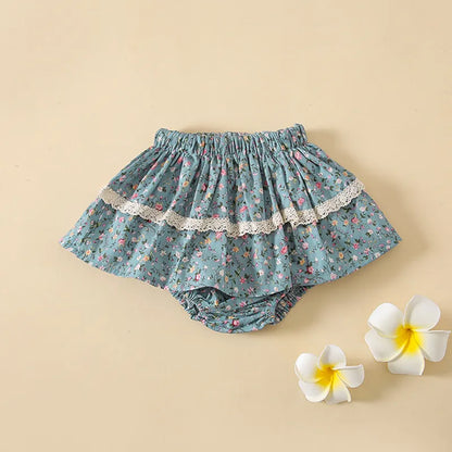 BABY GIRL'S FLORAL RUFFLED SKIRTS WITH LACE
