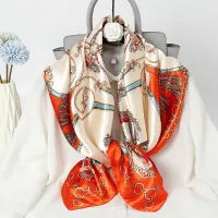 LADIES CHAIN PRINTED SILK SCARF