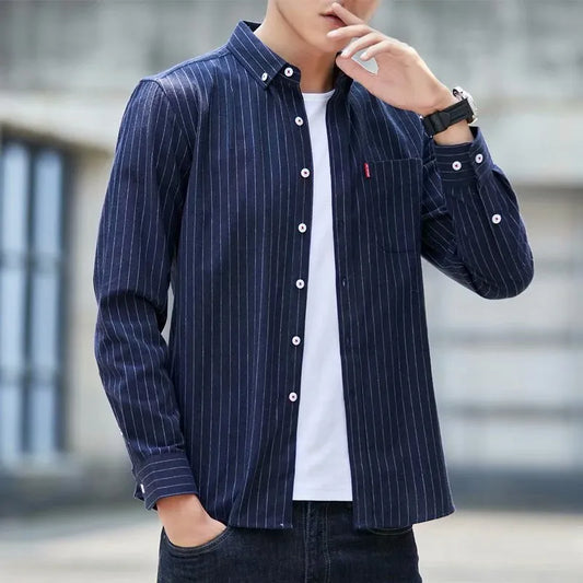 MEN'S CASUAL STRIPE LONG SLEEVE SHIRT