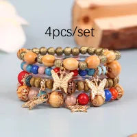 LADIES BEADED BUTTERFLY MULTILAYER BRACELET