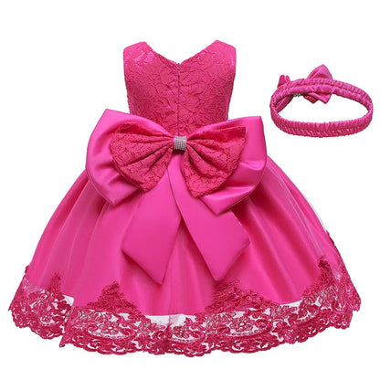 GIRL'S PRINCESS SLEEVELESS PARTY LACE DRESS