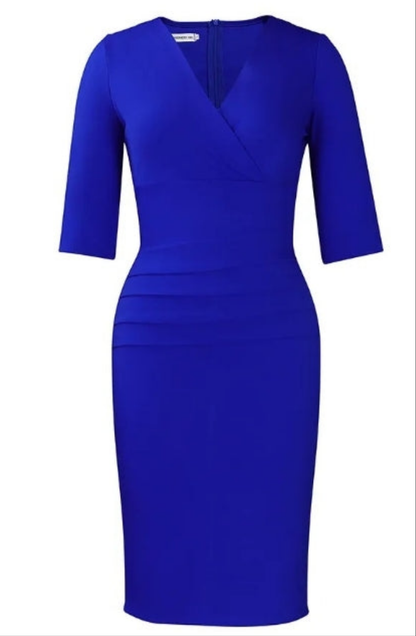 LADIES PLUS SIZE V-NECK DRESS