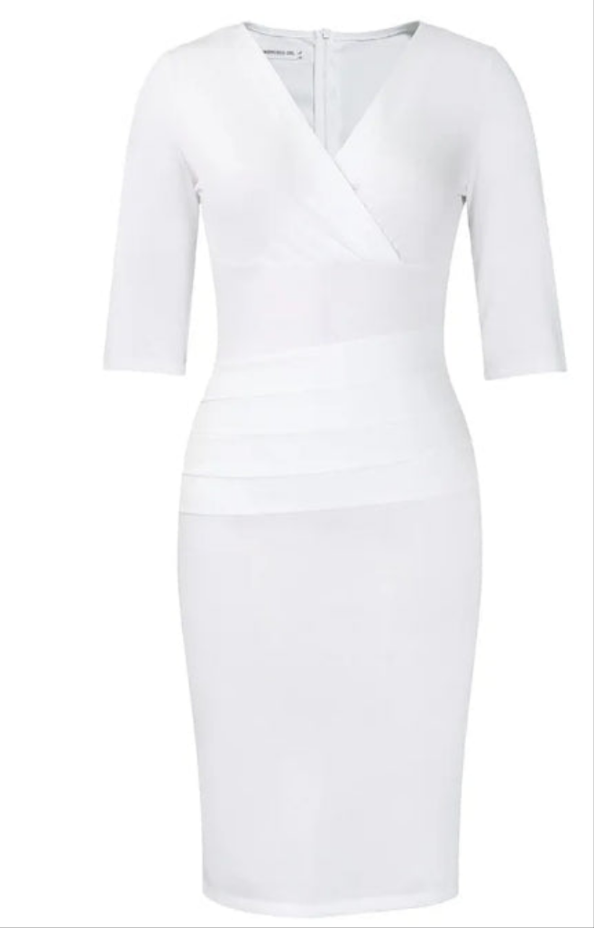 LADIES PLUS SIZE V-NECK DRESS