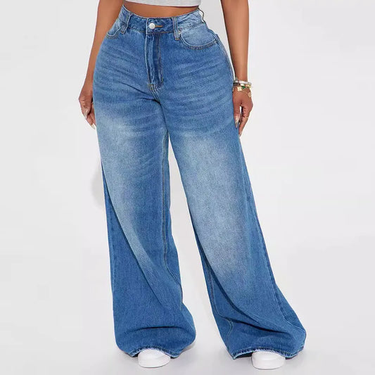 LADIES VINTAGE WIDE-LEG BAGGY JEANS