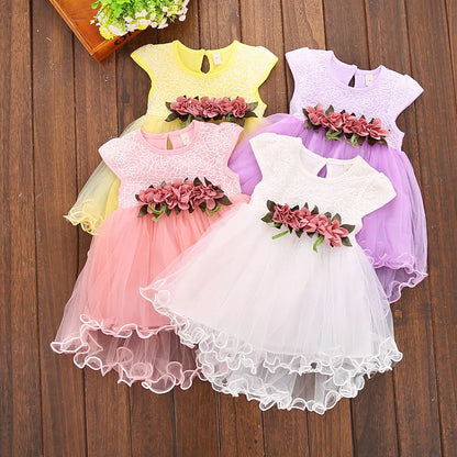 BABY GIRL'S SLEEVELESS FLORAL PRINCESS DRESS