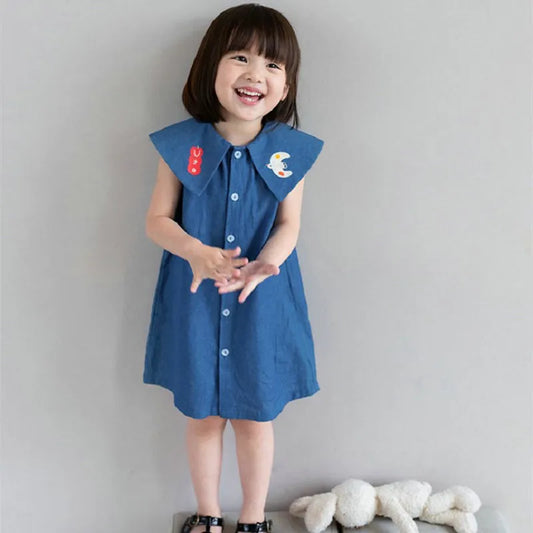 GIRL'S SLEEVELESS DENIM DRESS