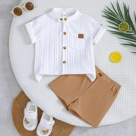BOY'S CASUAL VERTICAL STRIPE  2PCS SET