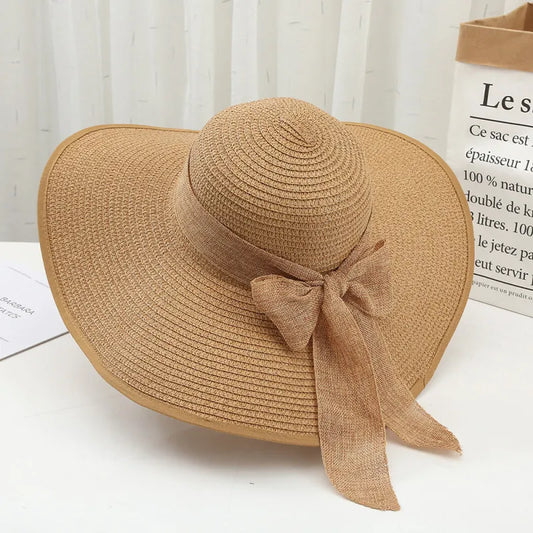 LADIES SUNSHADE KNITTED STRAW WOVEN SUN HAT