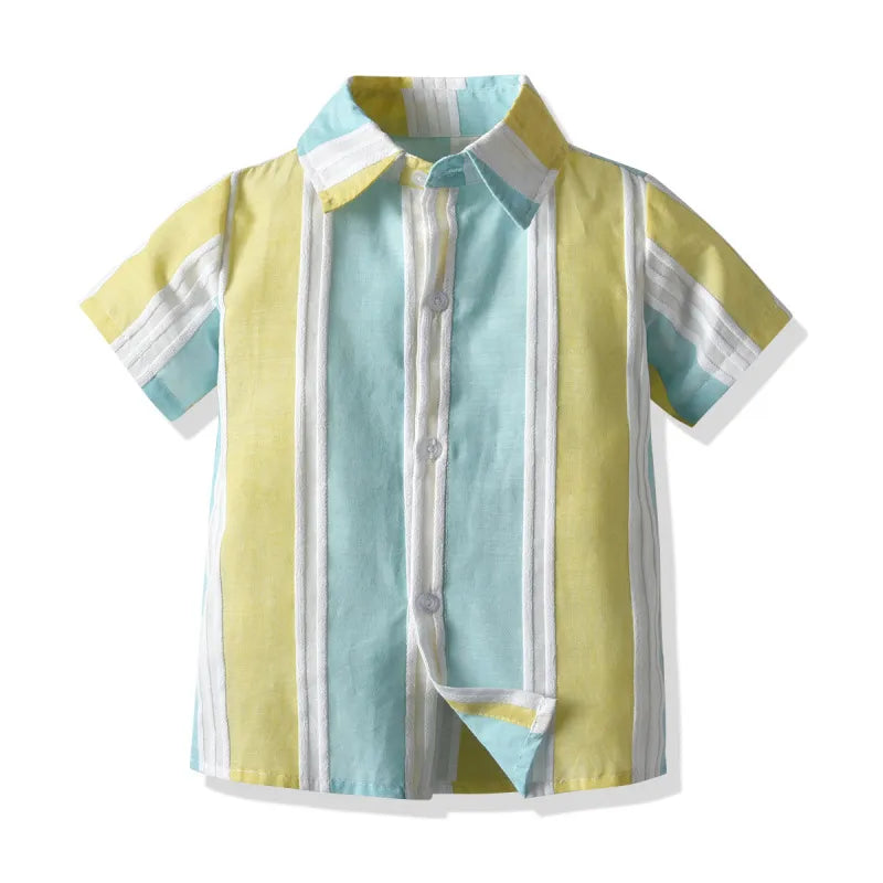 BOY'S STRIPE PRINT SHORT SLEEVE SHIRT