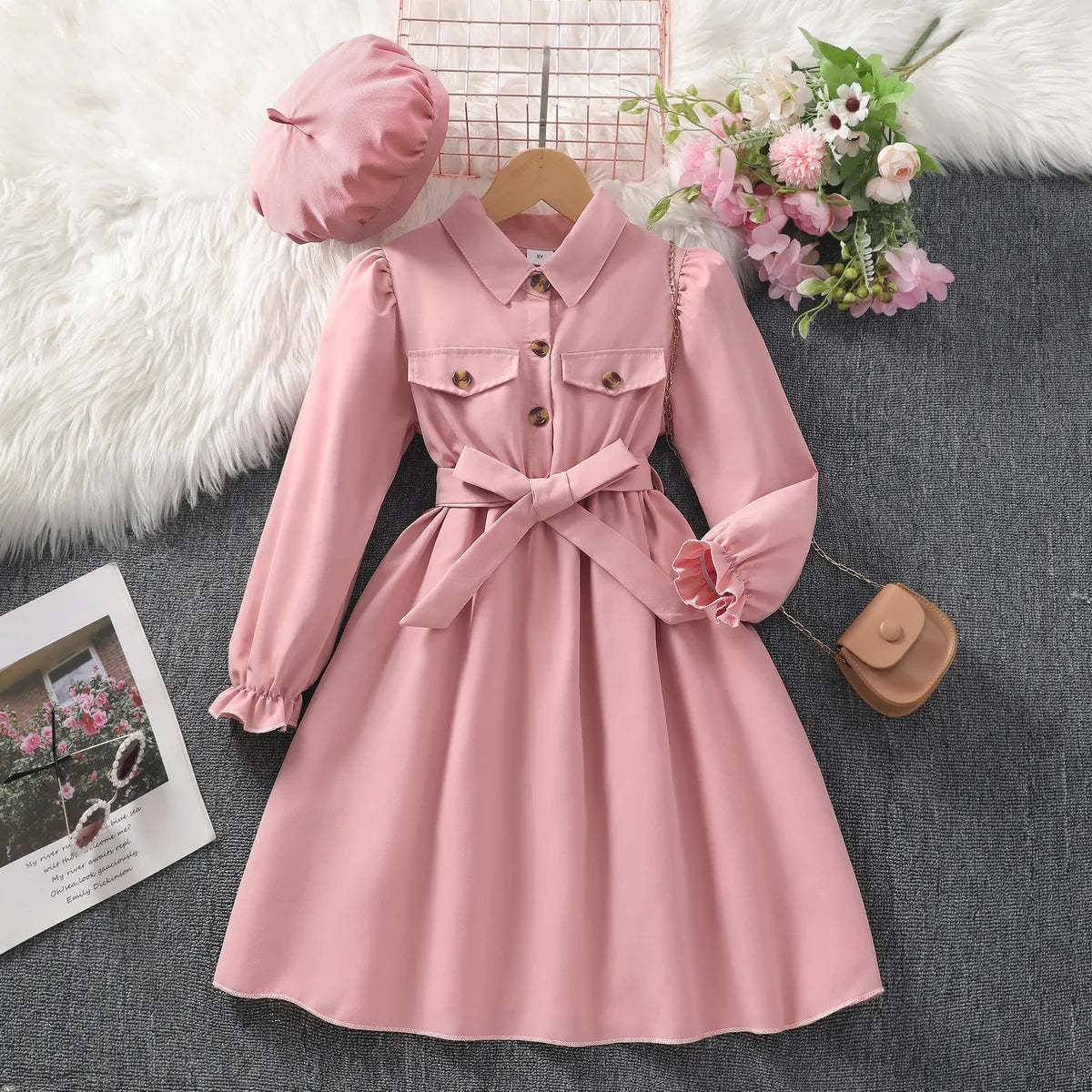 GIRL'S WINTER ELEGANT LONG SLEEVE DRESS