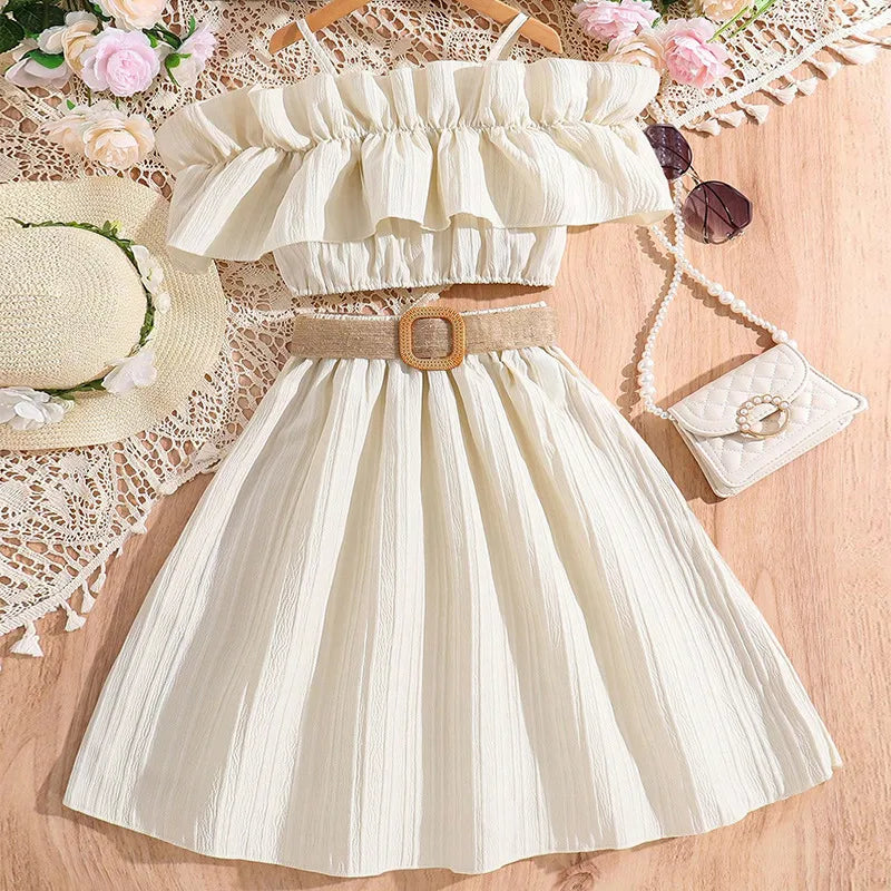 GIRL'S OFF SHOULDER TOP AND SKIRT 2PCS SET