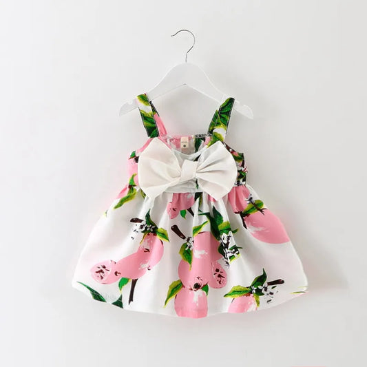 BABY GIRL'S PEACH PATTERN SLIP DRESS