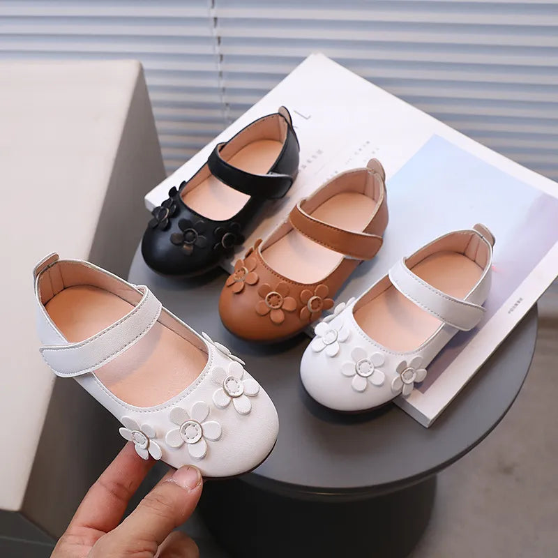 GIRL'S ROUND-TOE FLOWER FLAT SHOES