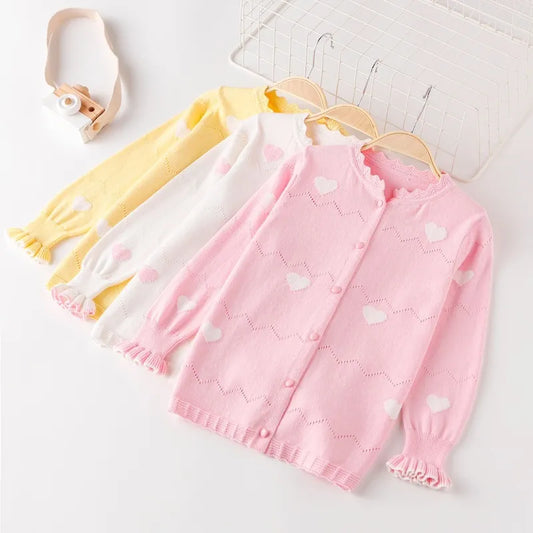 GIRL'S LONG SLEEVED THIN KNITTED CARDIGAN