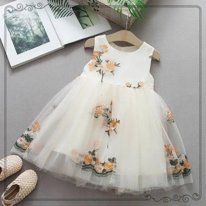 BABY GIRL'S SLEEVELESS FLORAL PRINCESS DRESS